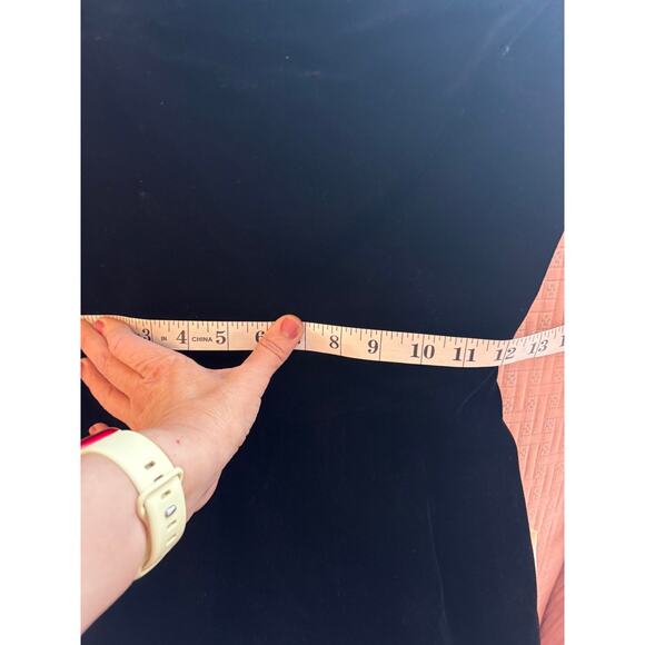 Vintage Ann Klein II Velour Velvet Little Black Bodycon Dress Size 4 - Picture 10 of 11